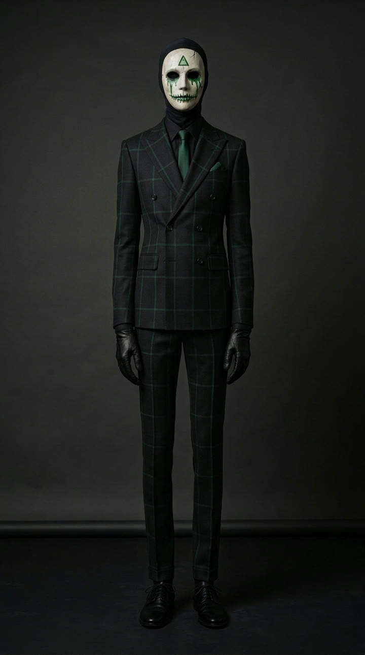 A new masked AI character in a dark suit, name not revealed yet