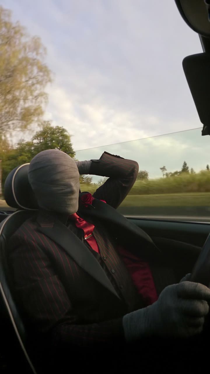 AI-generated: Mr. Somebody driving a convertible in daylight
