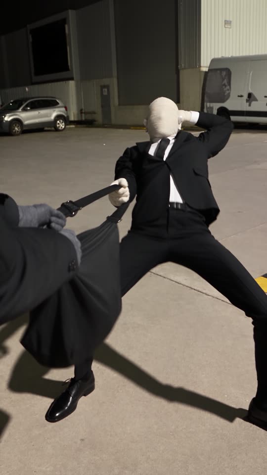 AI-generated: Mr. Nobody holding on to his bag as Mr. Somebody pulls it.